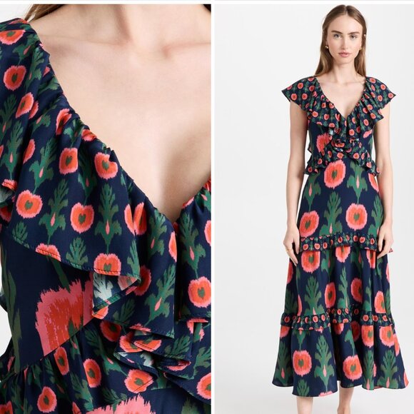 Figue Valerie Silk Dress in Hanging Flower Midnight Navy 4 - Picture 8 of 8